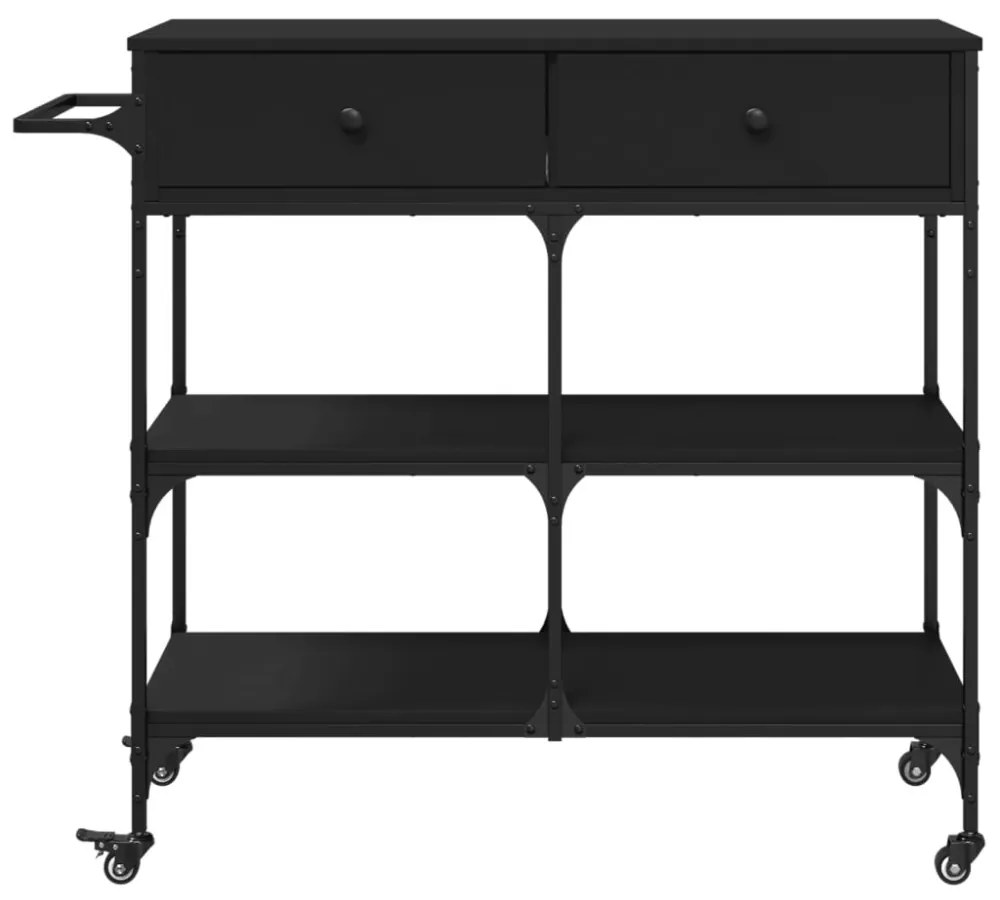 fekete szerelt fa zsúrkocsi 105 x 42 x 95 cm