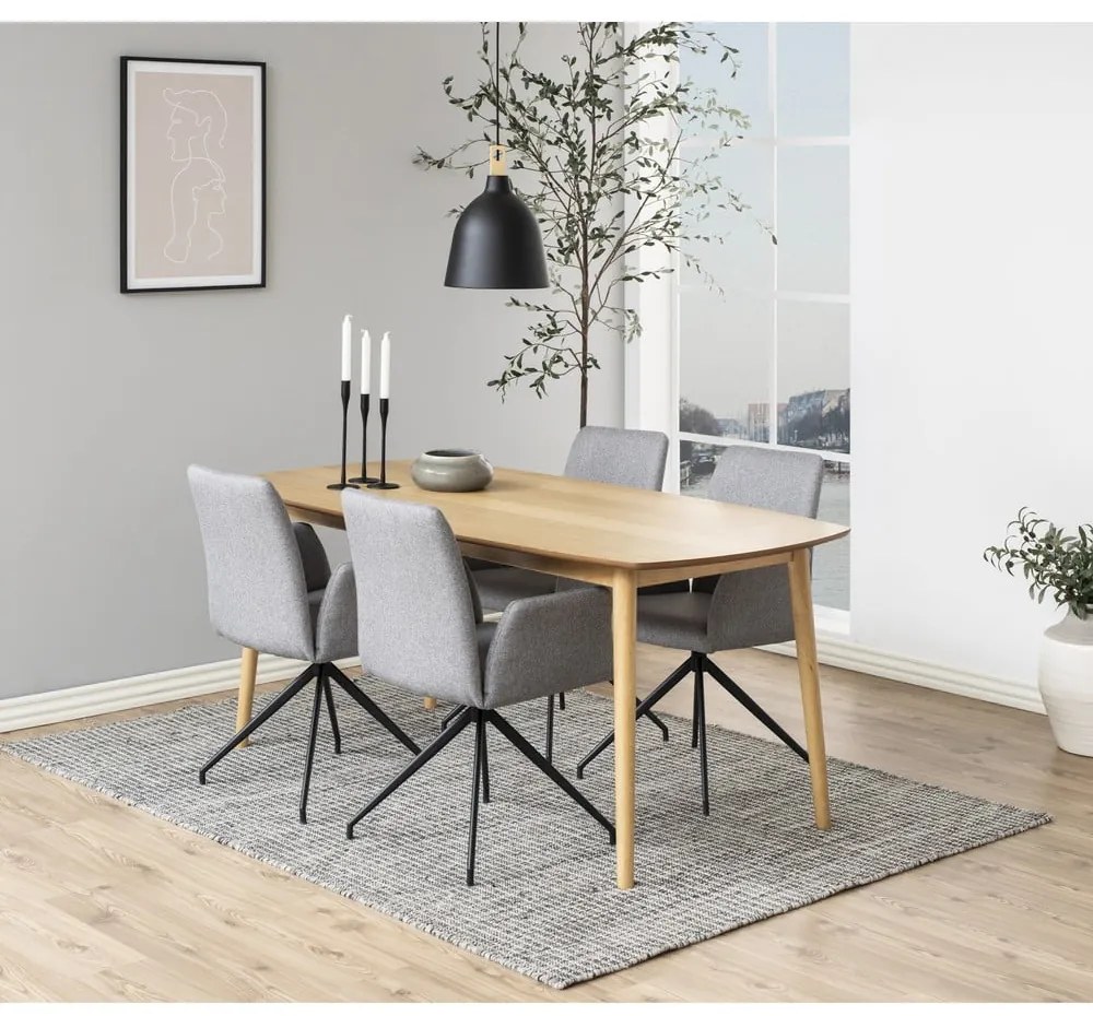 Szürke kárpitozott karfás étkezőfotel Naya – Actona