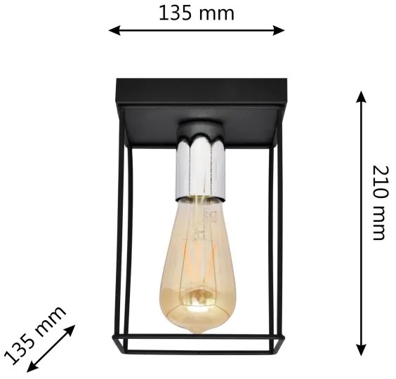 Mennyezeti lámpa FINN 1xE27/15W/230V fekete/króm