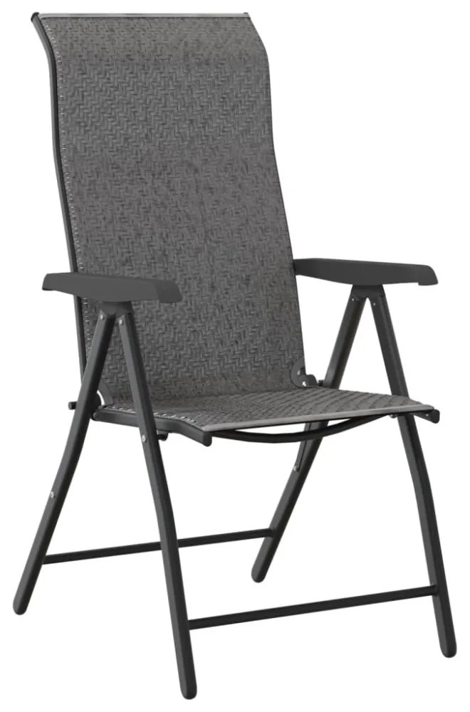2 db szürke polyrattan összecsukható kerti szék