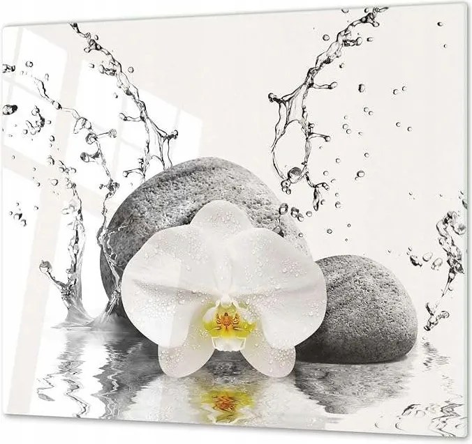 Konyhai vágódeszka csúszásgátló edzett üveg 60x52cm Orchidea