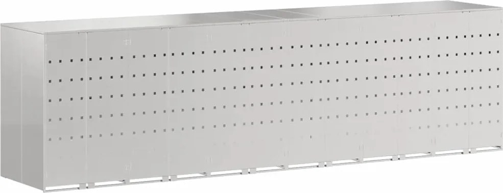 vidaXL Gurulós kuka tároló 3 kukához Ezüst 340 x 77.5 x 115.5 cm