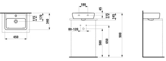 LAUFEN H8119520001041 - PRO 45x34 cm kerámia mosdó, fehér, pultba szerelhető