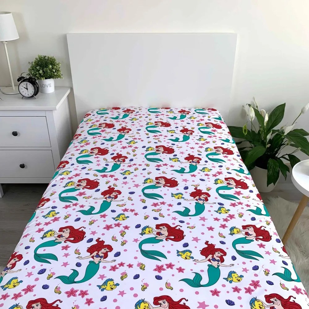 Disney Hercegnők Ariel gumis lepedő 90x200 cm