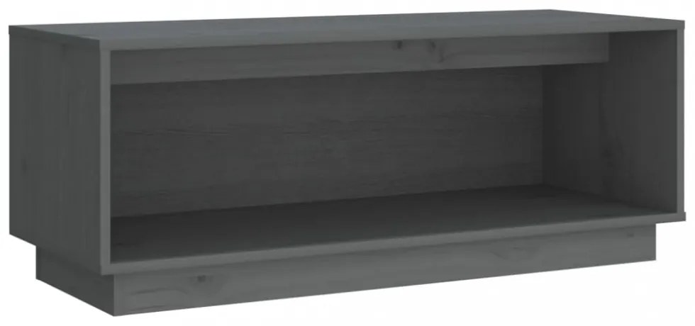 szürke tömör fenyőfa TV-szekrény 90 x 35 x 35 cm
