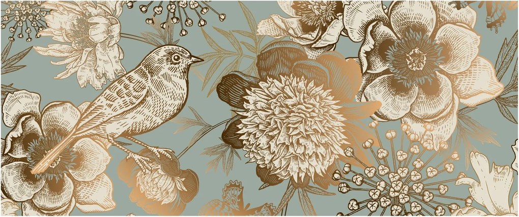 Kép - Kert egy madárral (120x50 cm)