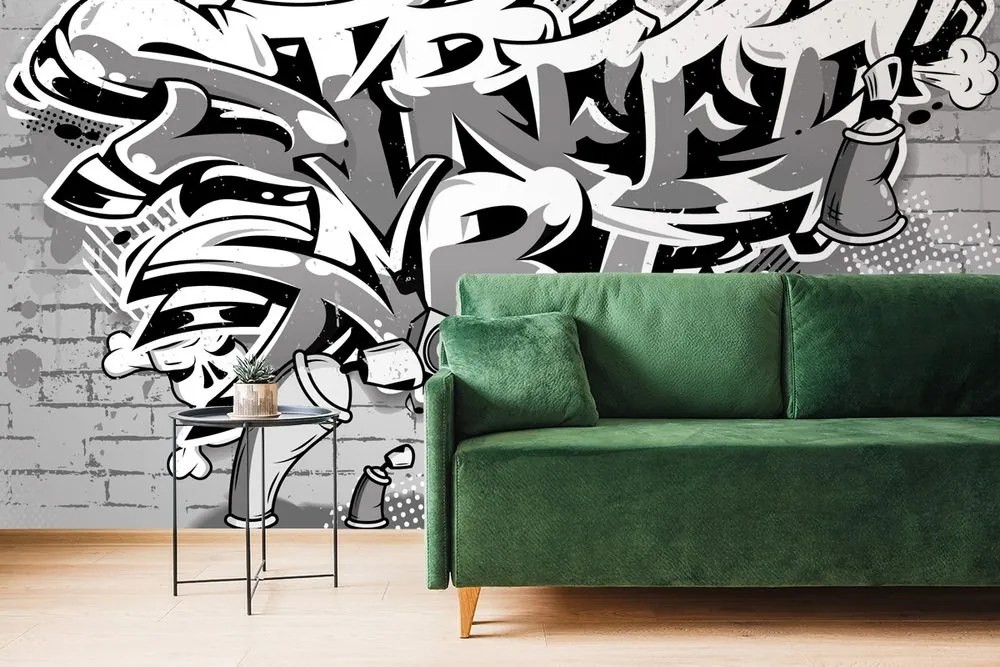 Öntapadó tapéta szürke Street Art felirat spray-kkel