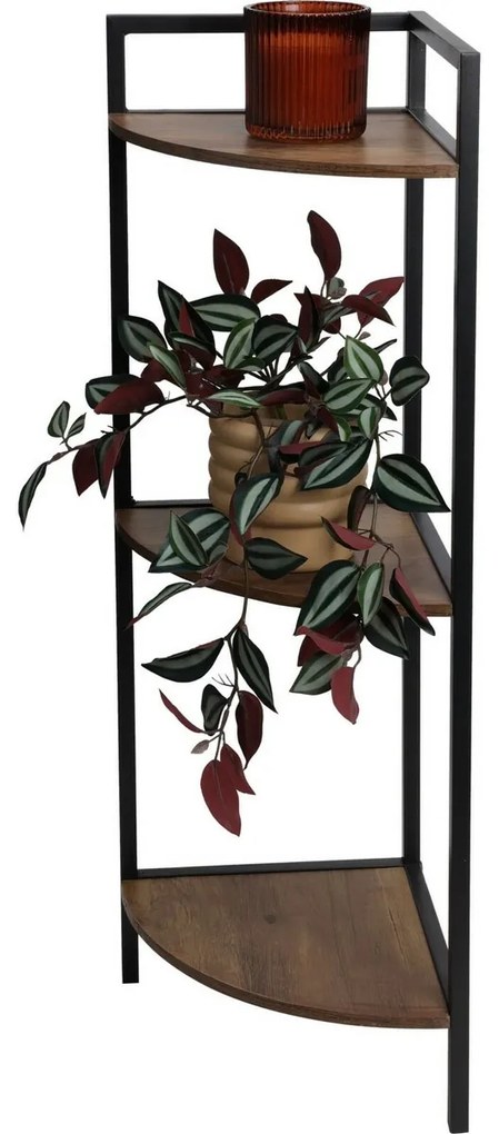 Sarokfém szekrény 3 MDF polc, 23,5 x 23,5 x 76 cm