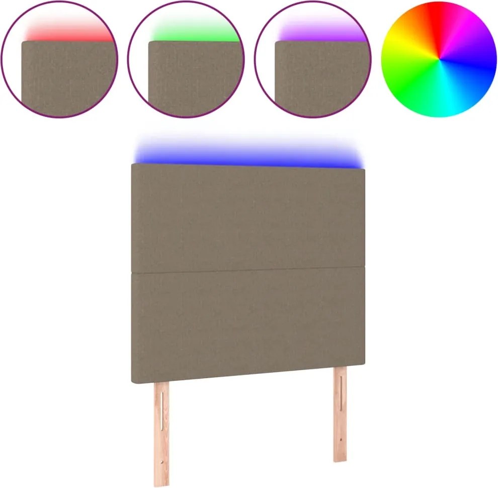 vidaXL tópszínű szövet LED-es fejtámla 90x5x118/128 cm