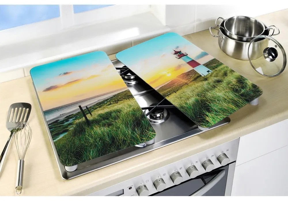 Edzett üveg tűzhely fedőlap szett 2 db-os 52x30 cm Lighthouse – Maximex