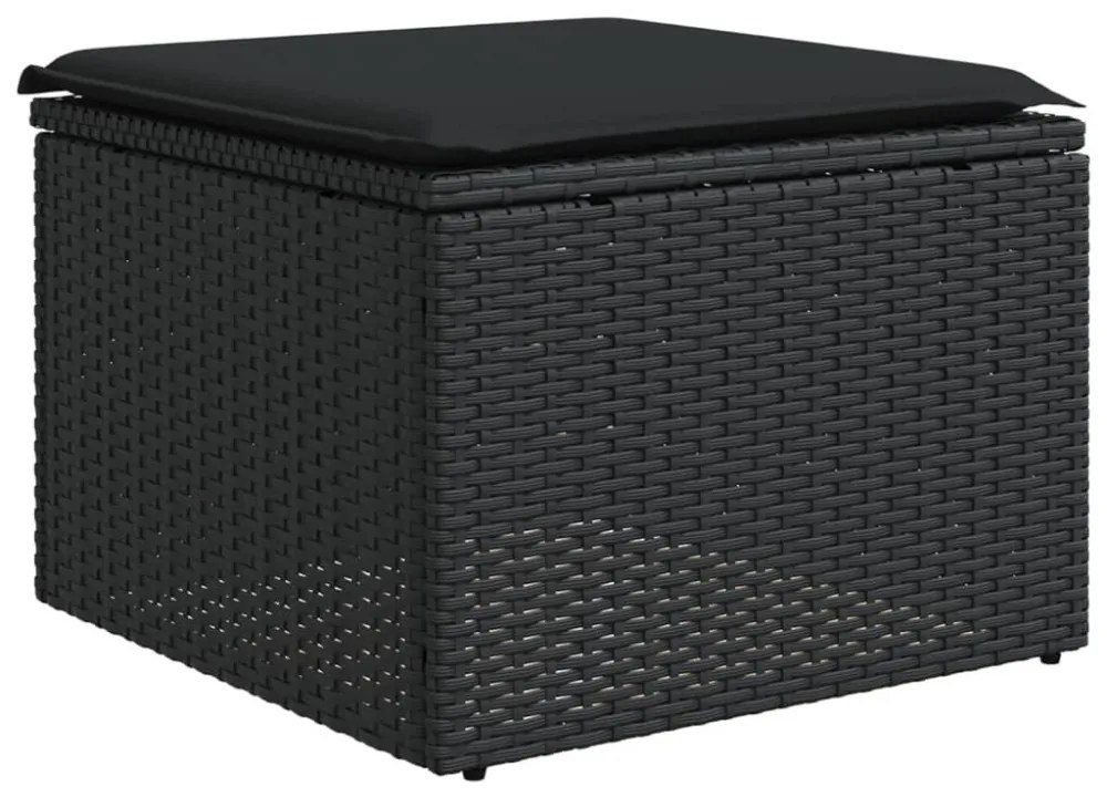 fekete polyrattan kerti szék párnával 55 x 55 x 37 cm