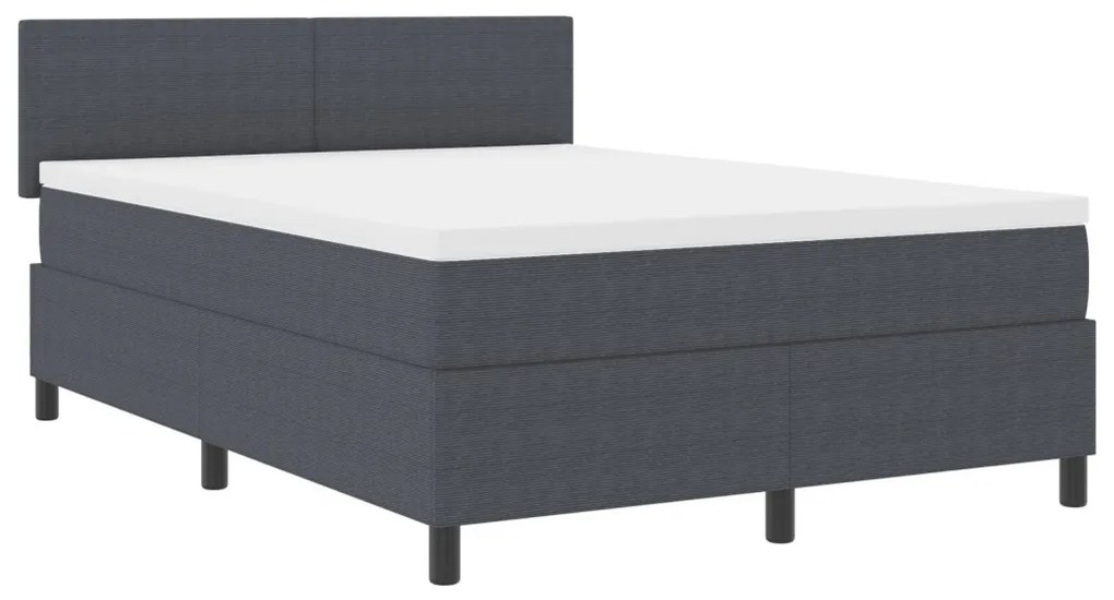 Box Spring Ágy Matraccal Sötét Szürke 160x200 cm Kordbársony Anyag