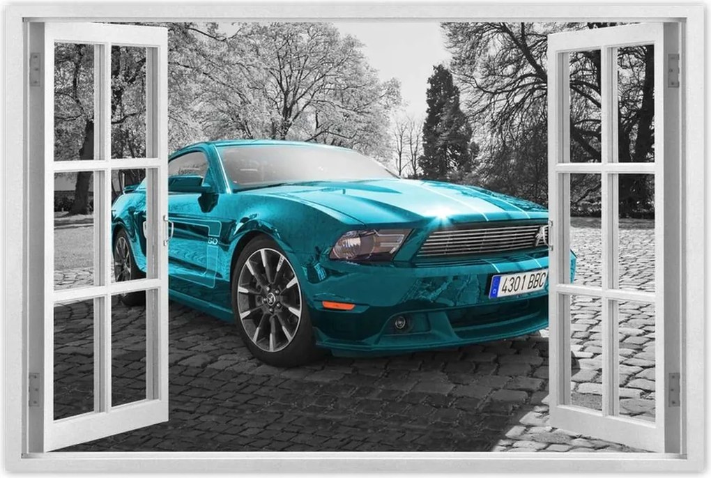 Poszter 90x60 Türkiz Ford Mustang