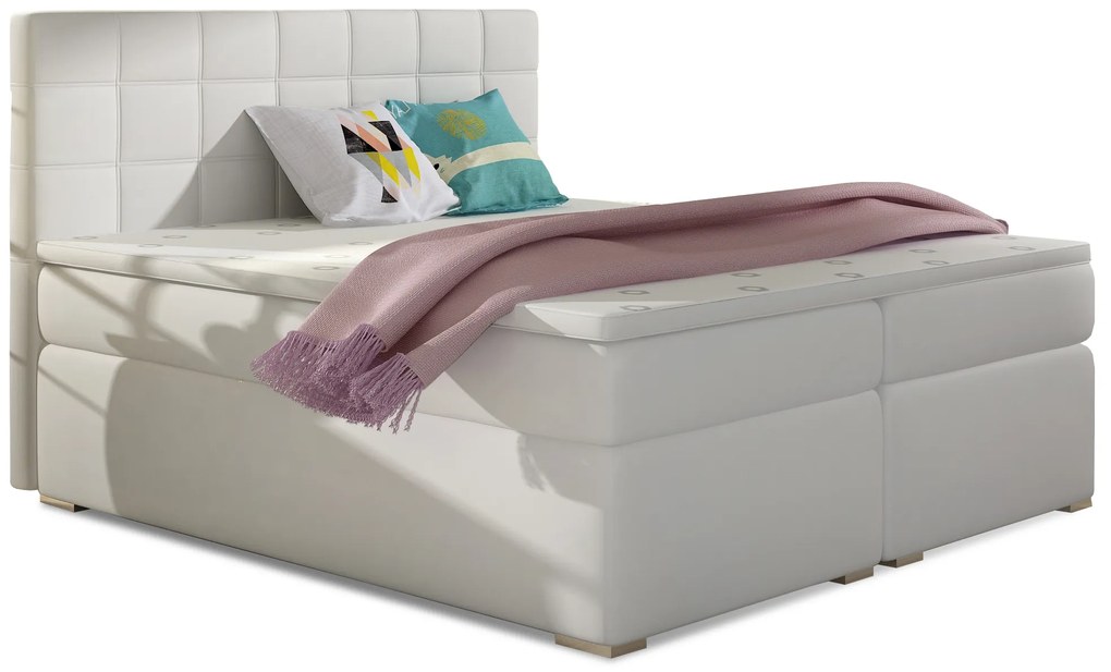 Franciaágy Boxspring 140 cm Abbie (fehér) (matracokkal). 1027410
