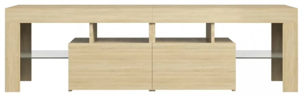 sonoma tölgy színű TV-szekrény LED-lámpákkal 140 x 36,5 x 40 cm
