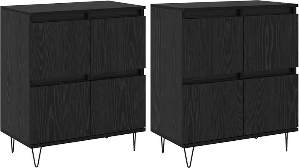 vidaXL Oldalszekrények 2 pcs Musta tammi 120 x 35 x 70 cm Faanyag