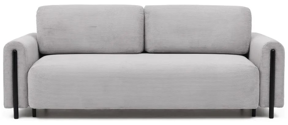 Világosszürke kordbársony kinyitható-tárolóhelyes kanapé 244 cm Arcadova – ELTAP