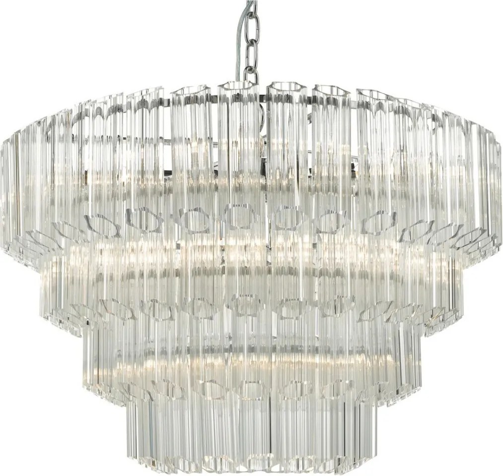 DAR LIGHTING TUV1308 TUVALU Kristály Függesztett Lámpa Csiszolt Króm, Átlátszó E14 IP20