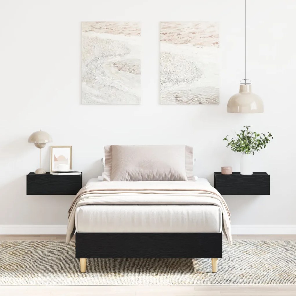 90x190 cm-es fekete tölgy merített fa ágykeret