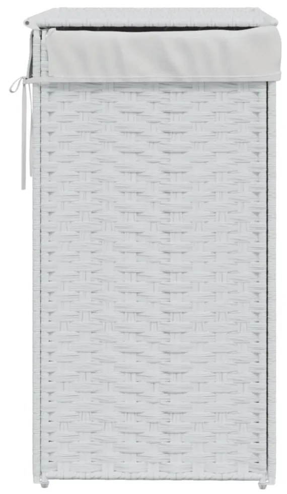 fehér polyrattan szennyeskosár fedéllel 46x33x60 cm