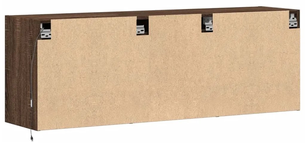 barna tölgyszínű fali TV-szekrény LED-del 130x31x45 cm