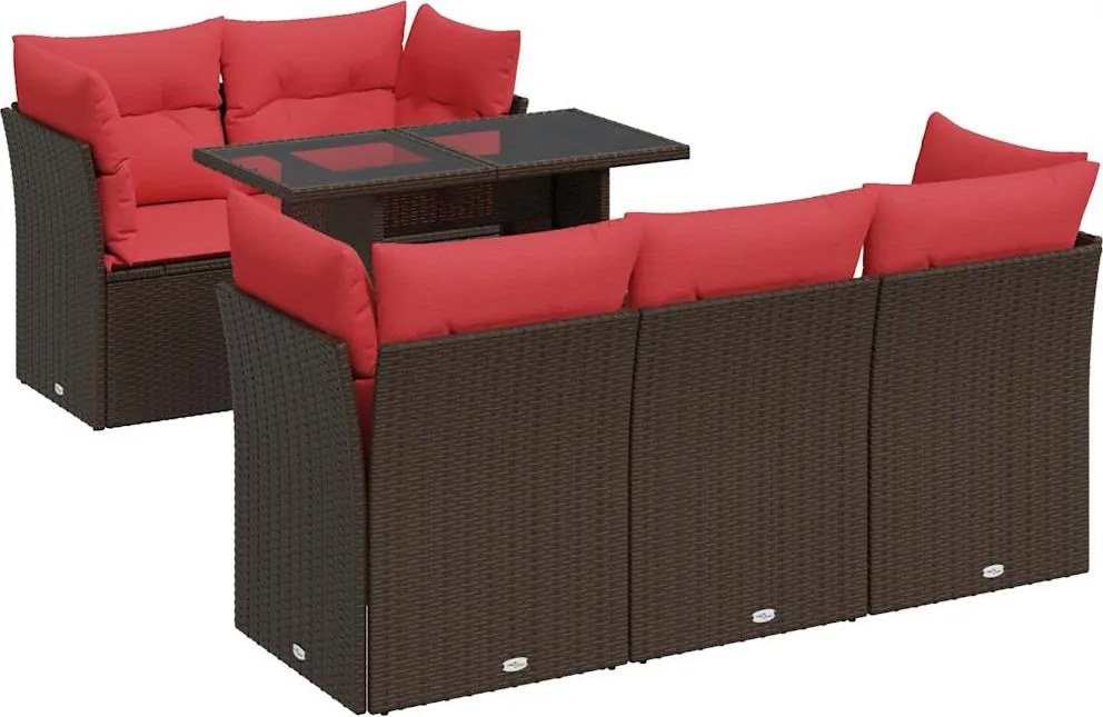 vidaXL 6 részes barna polyrattan akácfa kerti ülőgarnitúra párnával