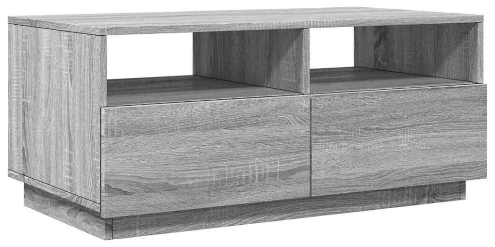 Szürke sonoma színű dohányzóasztal LED-lámpákkal 90x49x40 cm