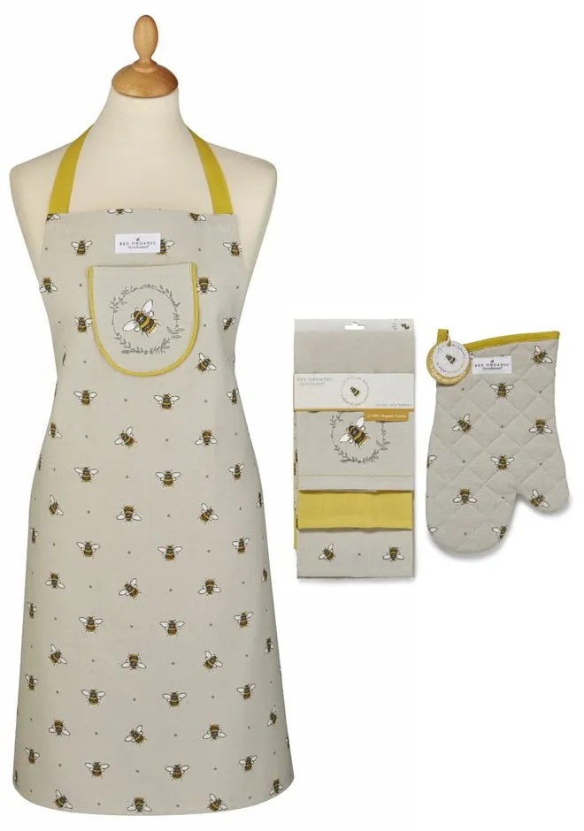 Konyharuha, kötény és edényfogó szett 5 db-os Bumble Bees – Cooksmart ®