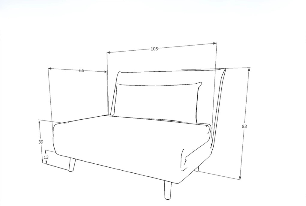 Szürke kinyitható fotel SPIKE VELVET