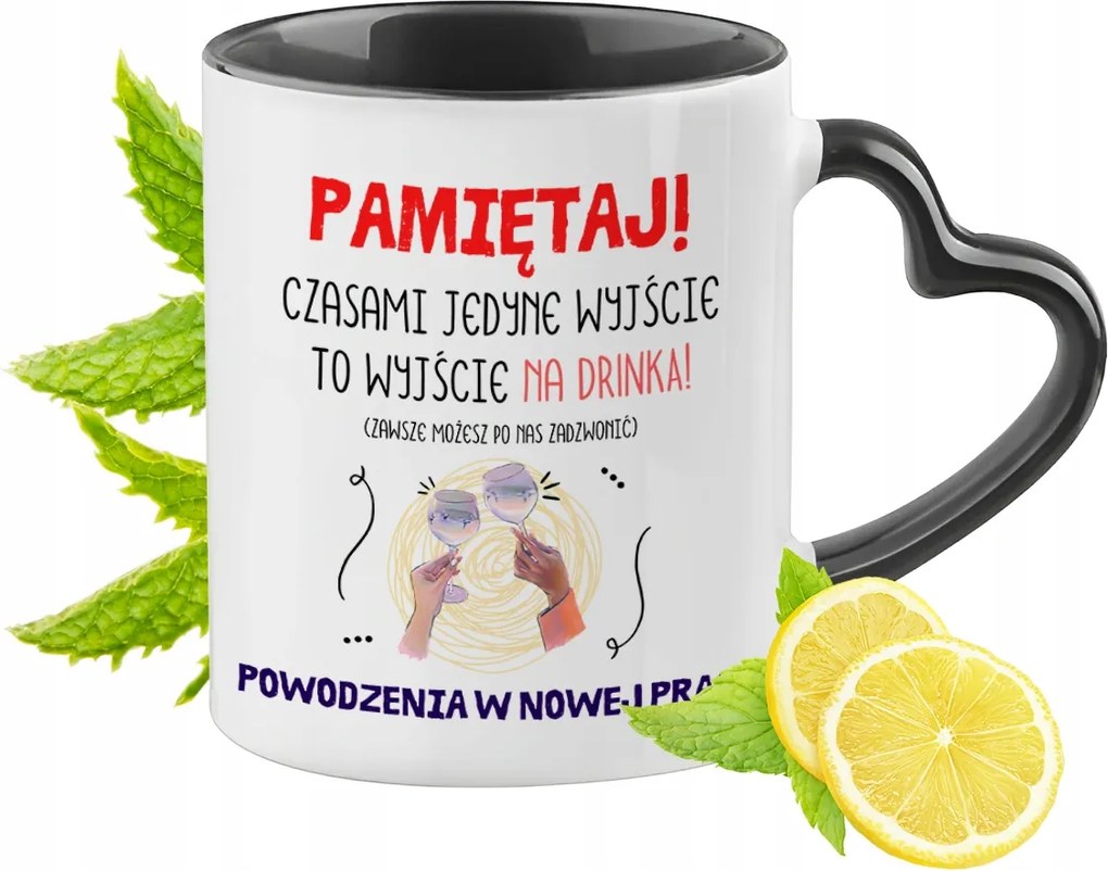 Búcsú a munkától Fekete Bögre Szív alakú Füllel Ajándék