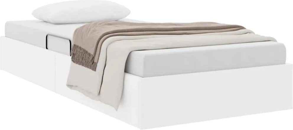 vidaXL Tárolós Ágy fejtámlával Tiszta Fehér 90 x 190 cm Műbőr