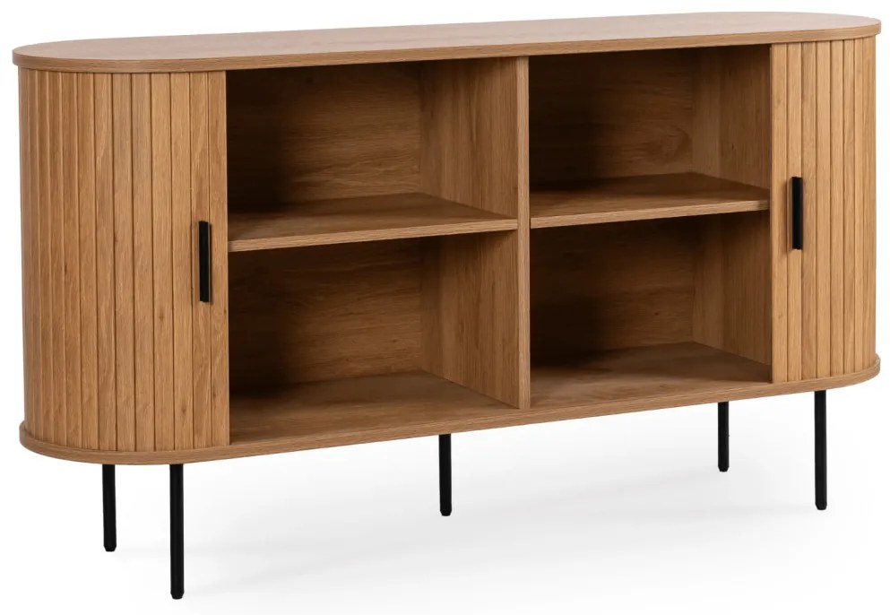 TRISH komód 140 cm, kétajtós, tolóajtós, tölgy