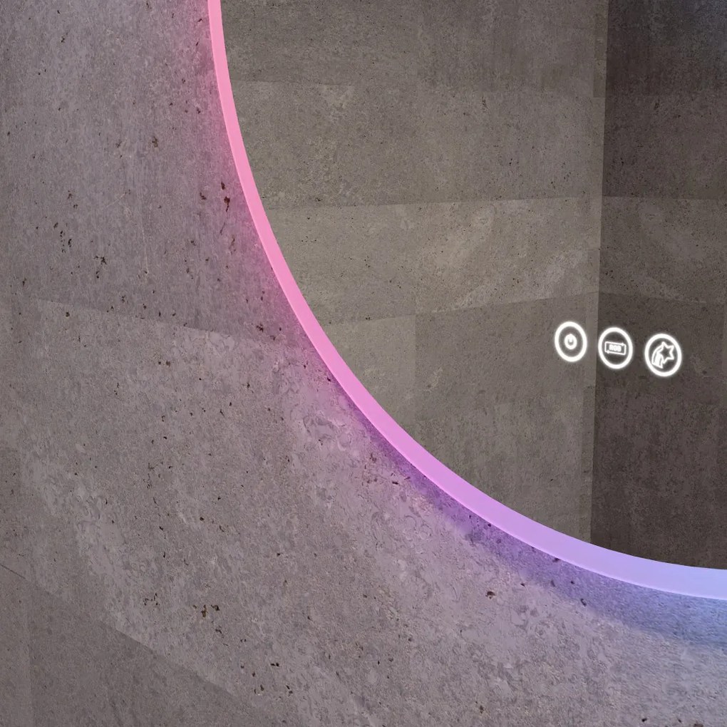 Kerek LED tükör Ø60cm Welland Alpha | Fehér és színes háttérvilágítás - RGB funkciók