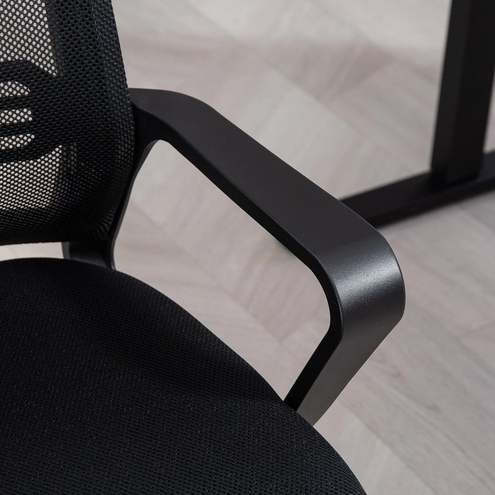 HOMCOM Háló Irodai Szék, Ergonomikus Ülés a Slad Alapjával, Konferenciaterem, Hálószoba, Váróterem, Recepció számára, Fekete | Aosom