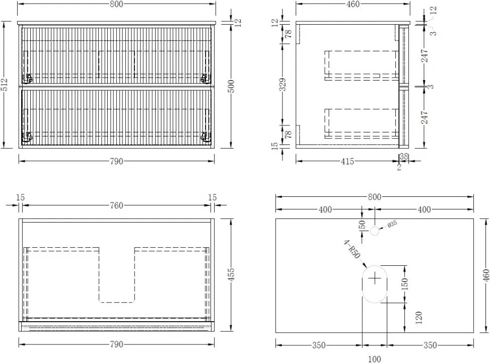 AREZZO design SAVONA 80 cm-es Fürdőszoba alsószekrény 2 fiók, tölgy