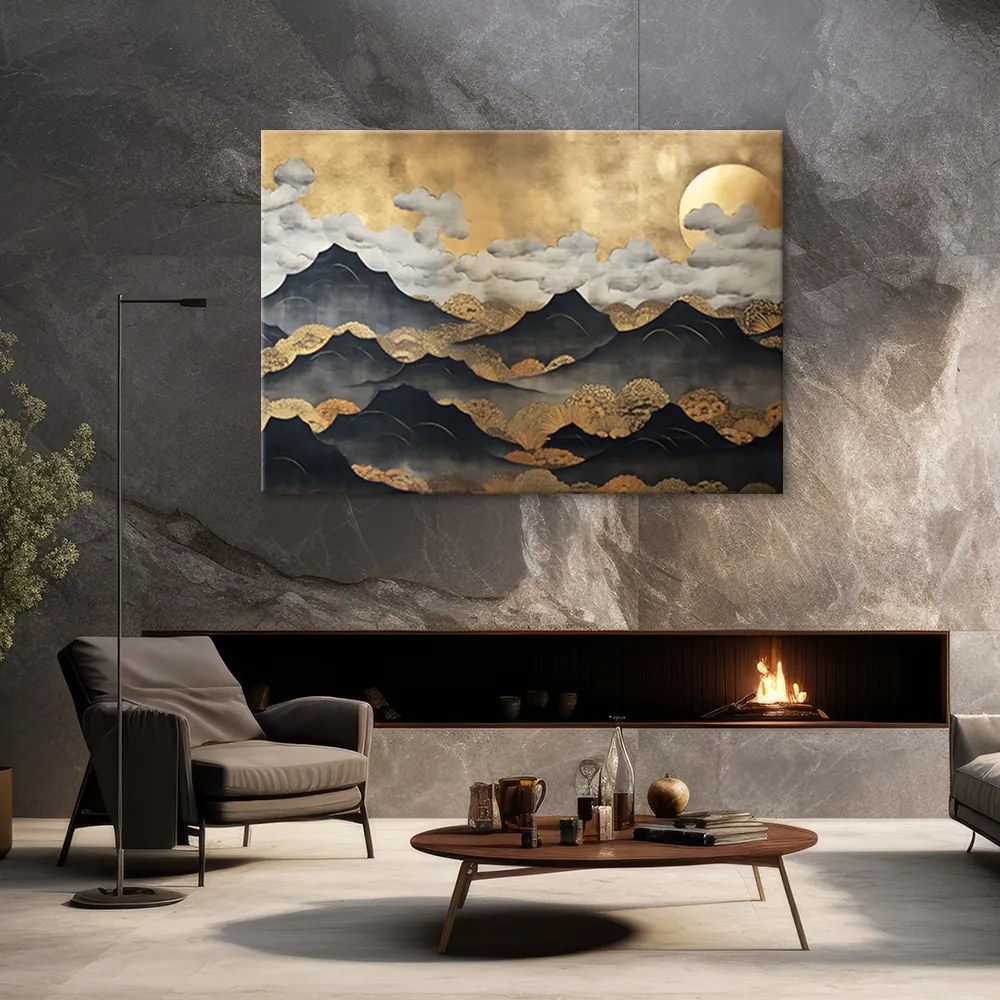 Gario Vászonkép Japán arany hegyi táj Méret: 60 x 40 cm