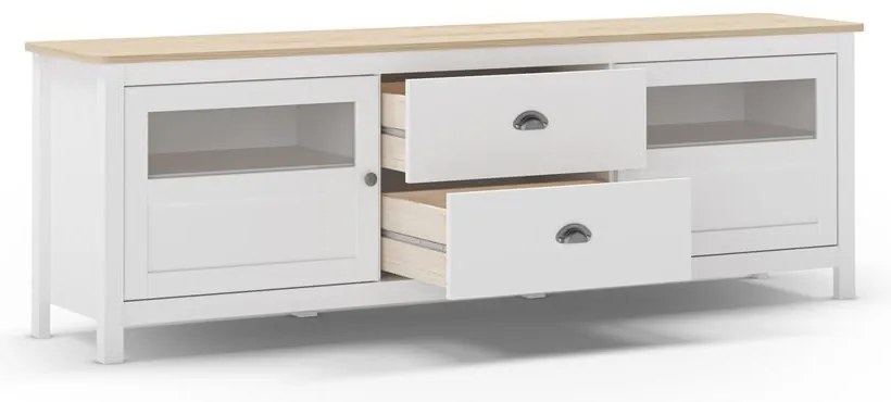 Fehér borovi fenyő TV-állvány 180x59 cm Misti – Marckeric