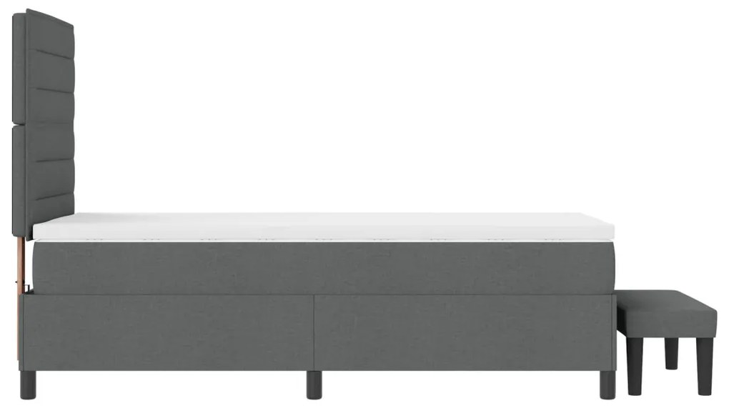 Boxspring ágy matraccal és paddal sötétszürke 90x200 cm szövet
