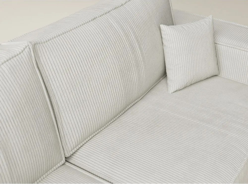 Krémszínű kordbársony kinyitható-tárolóhelyes sarokkanapé (bal oldali-L alakú) Tonga – Maison de Rêve