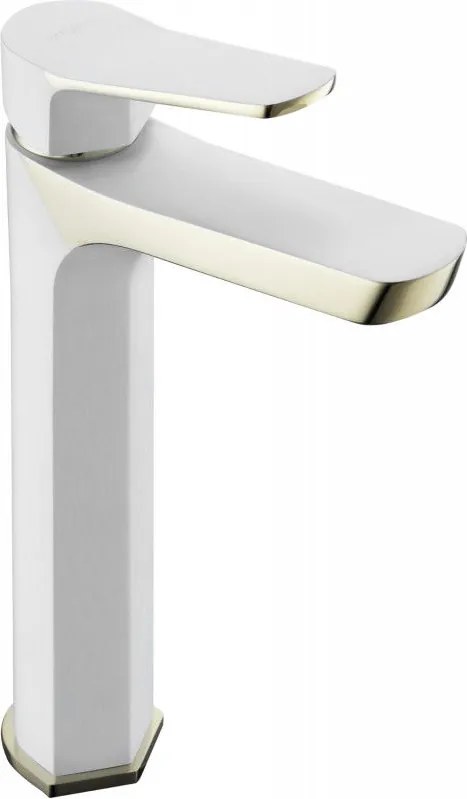 Mexen Lerma magas mosdó csaptelep, fehér/arany - 74310-25
