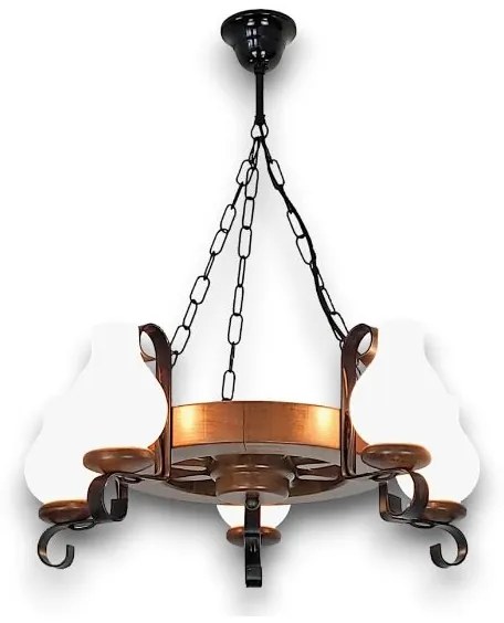 Brilagi - Csillár láncon ROATA 5xE14/40W/230V bükkfa/dió