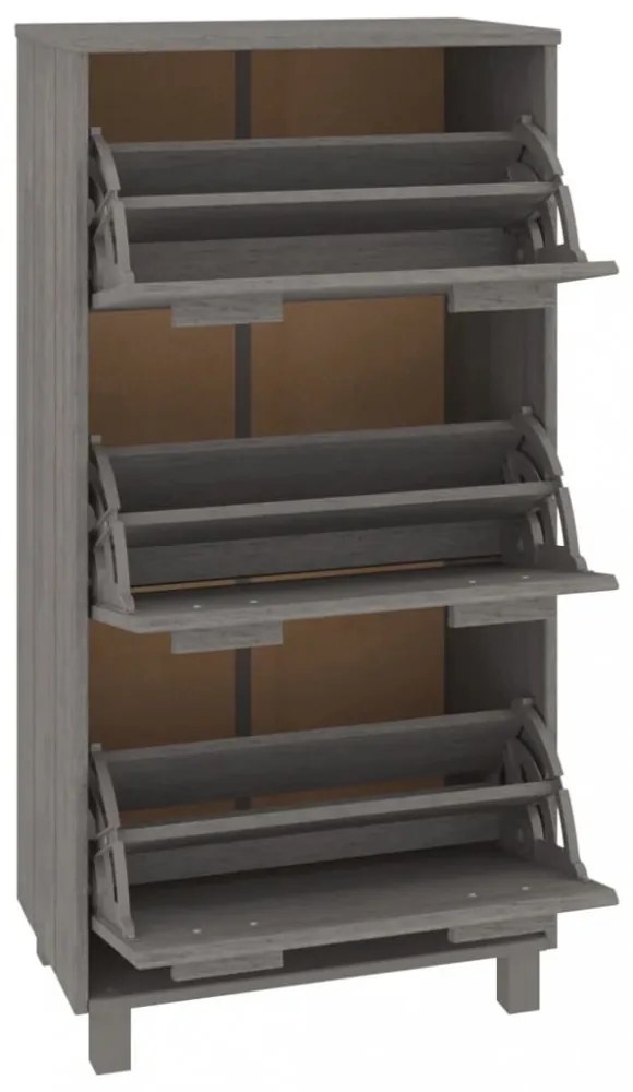 HAMAR világosszürke tömör fenyőfa cipőszekrény 59,5x35x117 cm