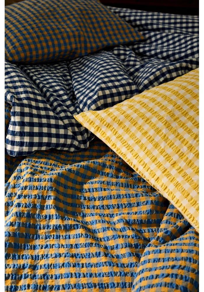 Fehér-sötétkék egyszemélyes krepp ágyneműhuzat 140x200 cm Bæk&Bølge – JUNA