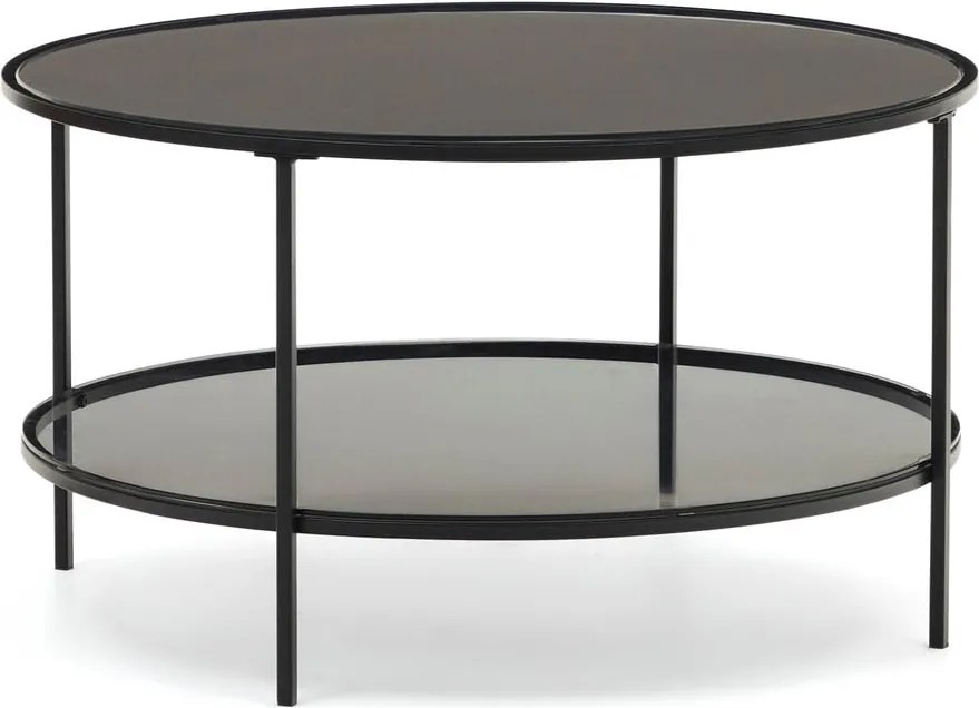 Fekete kerek dohányzóasztal üveg asztallappal ø 80 cm Gilda – Kave Home