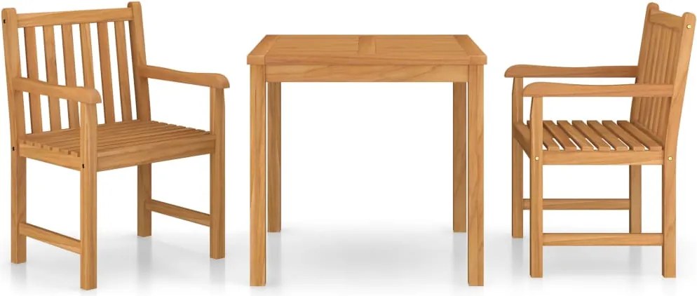 vidaXL 3 részes tömör tíkfa kerti étkezőgarnitúra 80 x 80 cm