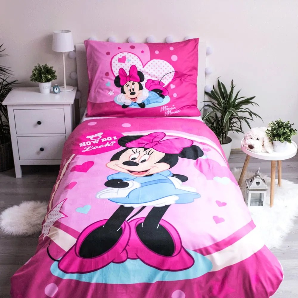 Egyszemélyes mikroszálas gyerek ágyneműhuzat 140x200 cm Minnie Sweet Like Me – Jerry Fabrics