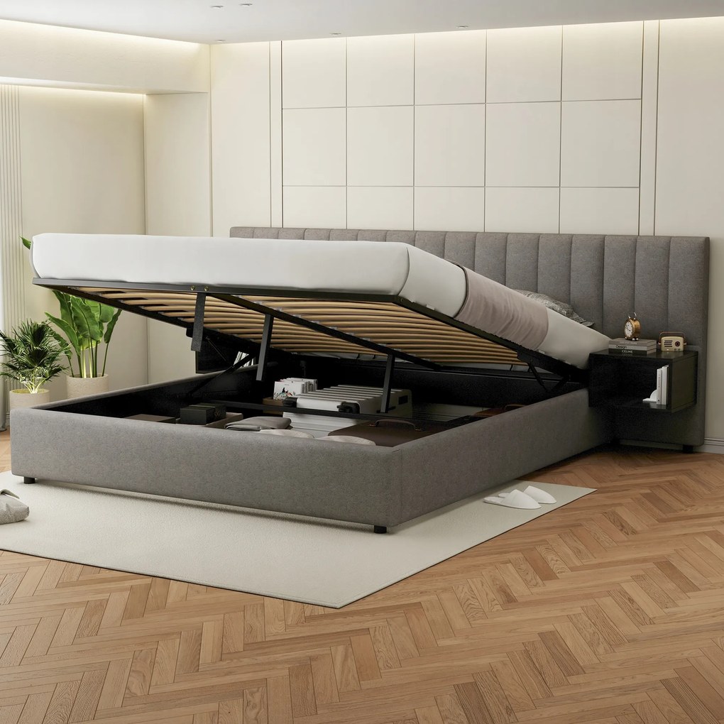 Kárpitozott ágy 180x200 széles ágy hidraulikus füllel 2éjjeliszekrény