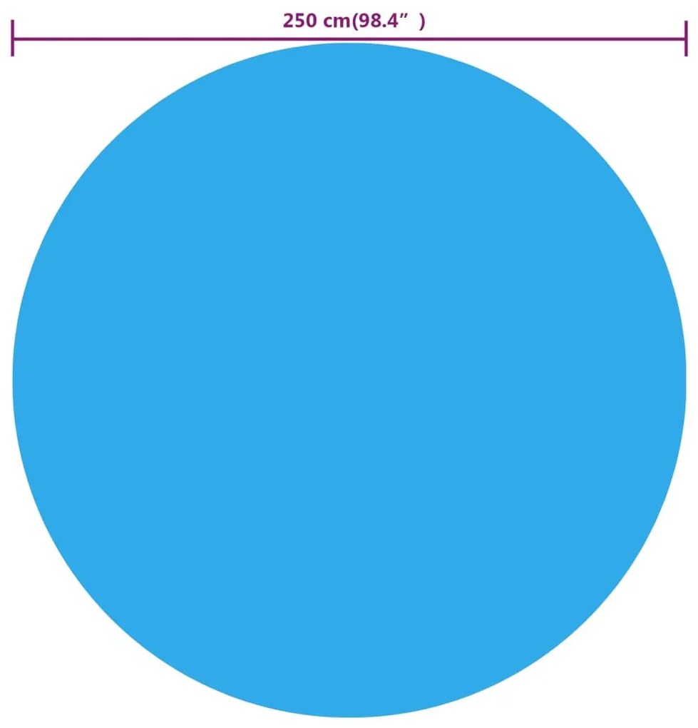 Kék napelemes kerek lebegő PE medencefólia 250 cm