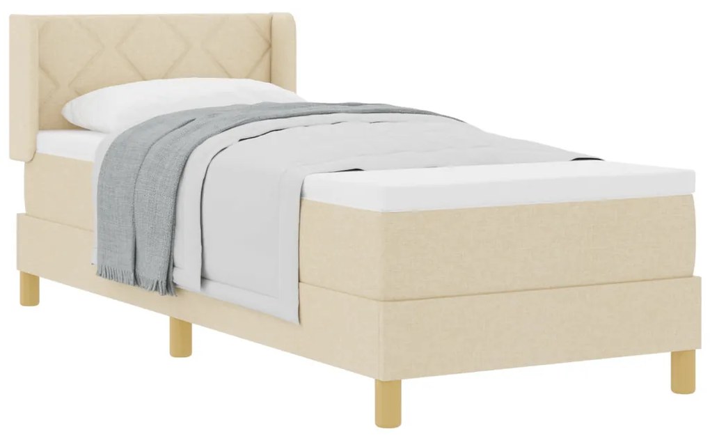 vidaXL Boxrugós ágy matracmal fejtámlával Krém 200 x 80 cm Poliészter
