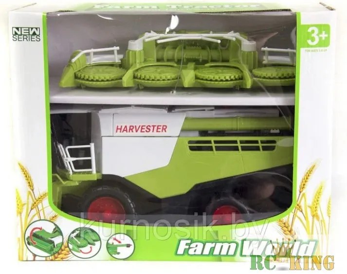 Új Farm Tractor Lendkerekes Kombájn Model Forgó Tárcsákkal Gumi Kerekekkel Combine